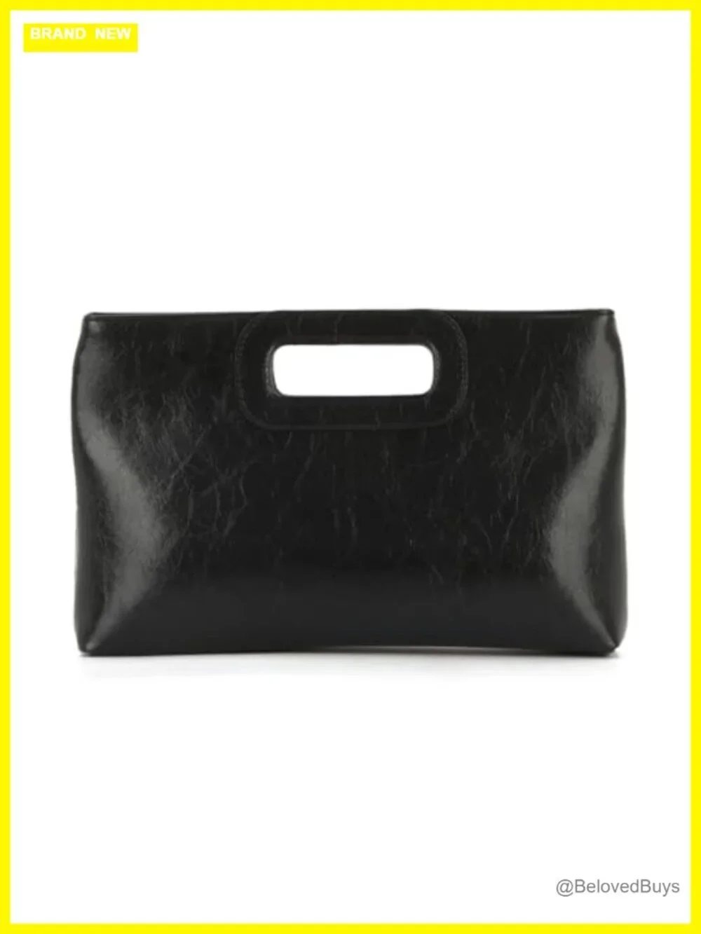 Faux Leather Evening Clutch with Chain, Cut-Out Handle